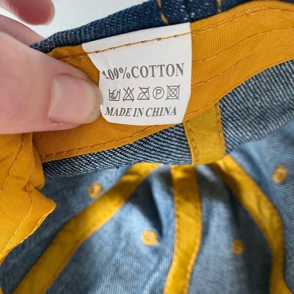 Patriotic USA Embellished Rhinestone Bead Distressed Raw Denim Baseball Cap Hat - Picture 7 of 9